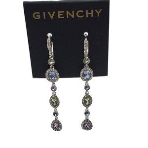 Givenchy Oval & Marquise Halo Stone Drop Linear Earrings